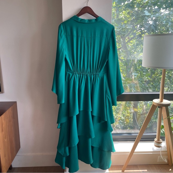 Formal cocktail dress. Osman Yousefzada for Rent the Runway Green Ruffle Bow Tie - Picture 7 of 12